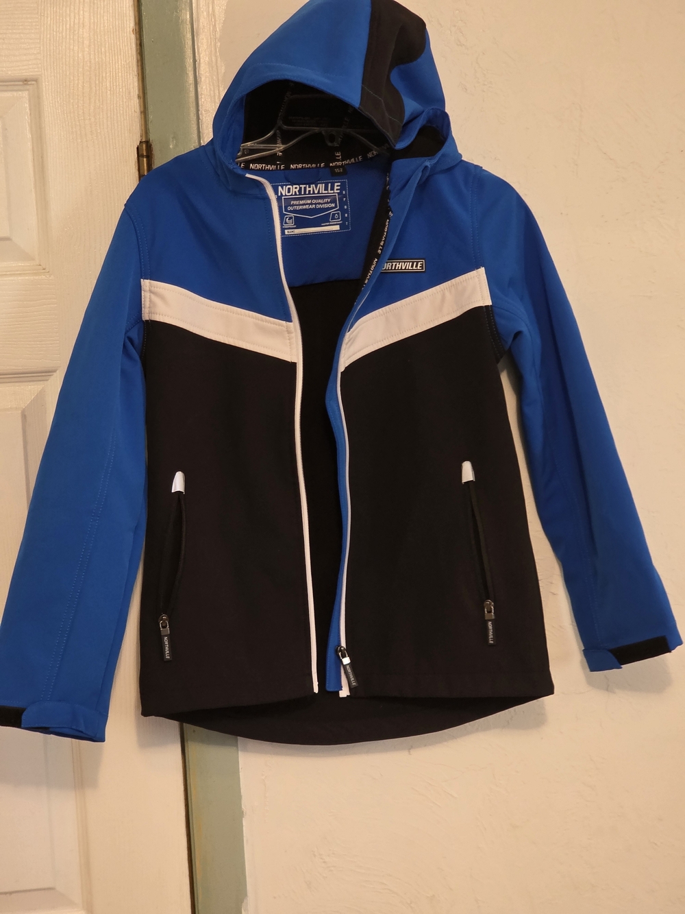 Kids' Blue and Black Hooded Rain Jacket For Children 11 To 12 Y
